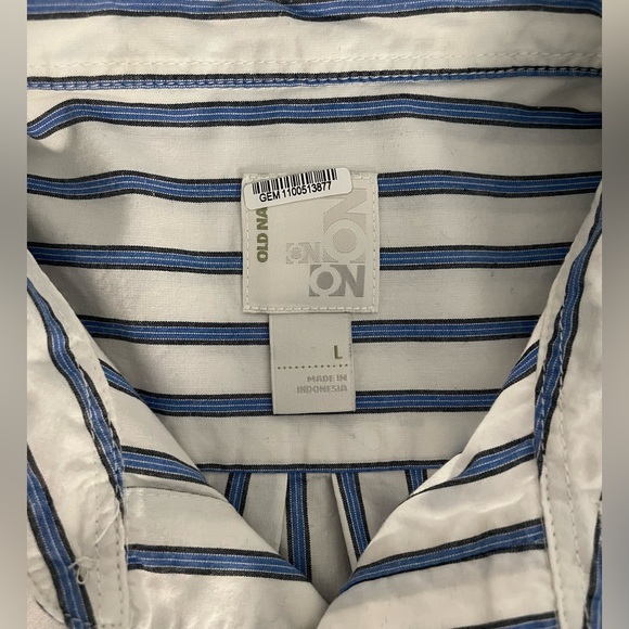 Long Sleeve striped Boys Button-down, Old Navy, blue/white size L - Picture 3 of 4